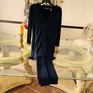 Black Liz Claiborne Shirt with DKNY Pants.